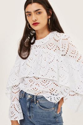 Broderie Ruffle Top from Topshop
