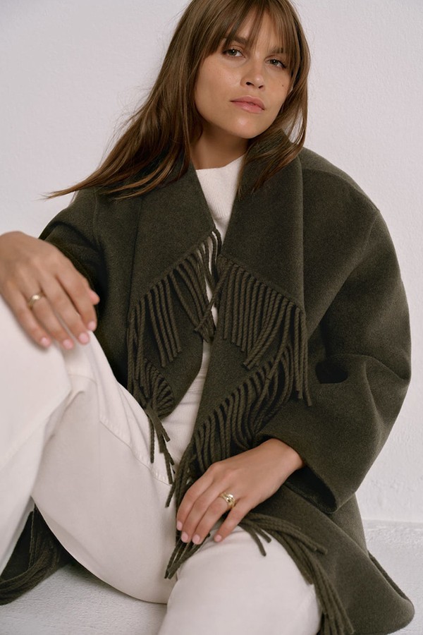 Wool Blend Hand Finished Tassel Coat from Mint Velvet