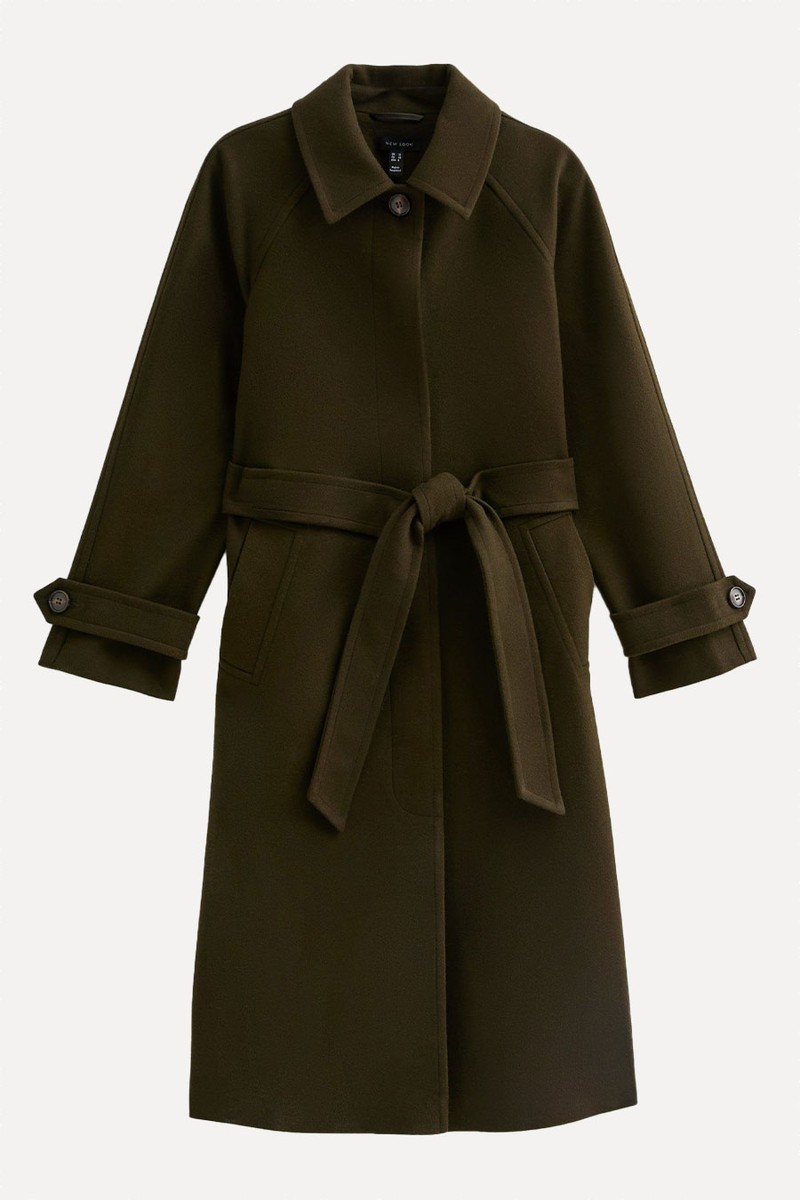 Button Front Belted Midi Coat