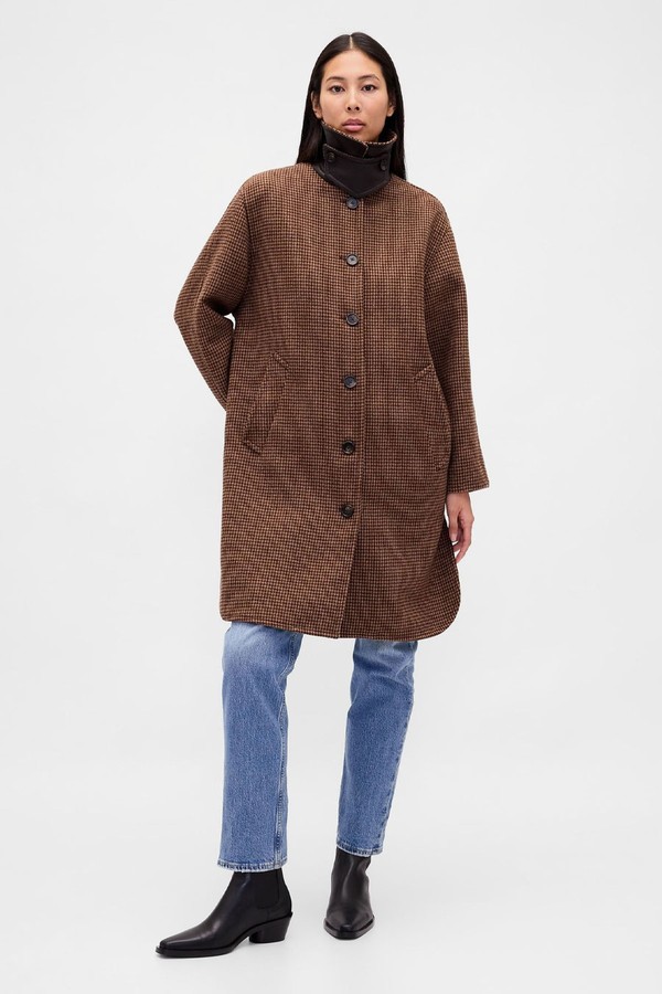 Wool Blend Houndstooth Car Coat from GAP