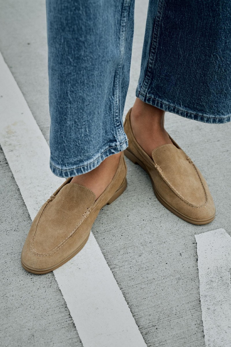 Flat Split Suede Loafers