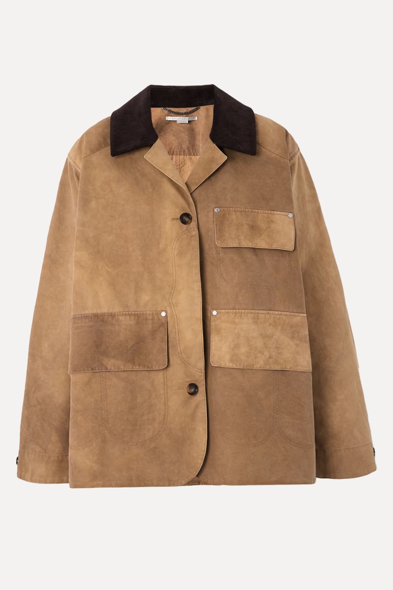 Corduroy-Trimmed Washed Organic Cotton-Canvas Jacket from STELLA MCCARTNEY