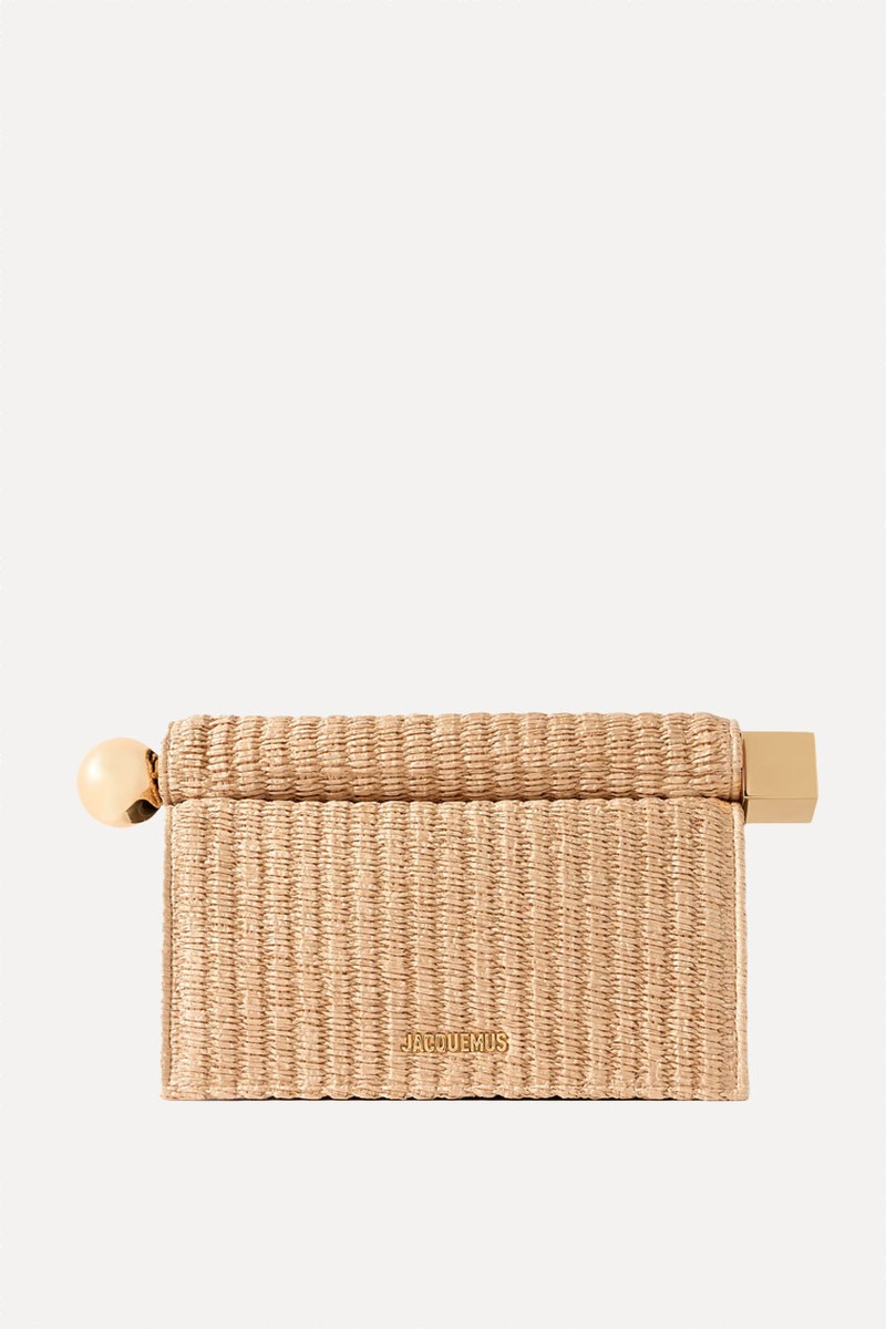Pochette Embellished Faux Straw & Leather Clutch from Jacquemus