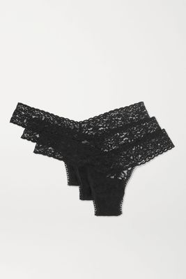 Signature Low-Rise Stretch-Lace Thongs from Hanky Panky