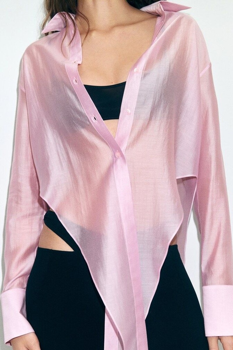 Lyocell Shirt With Asymmetrical Cuts 