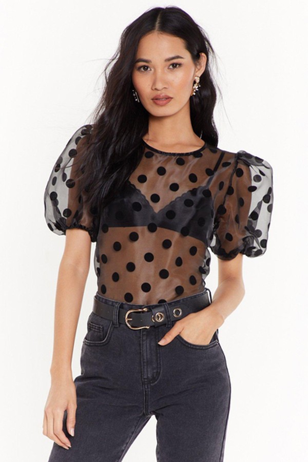 Air Time Polka Dot Organza Blouse from Nasty Gal