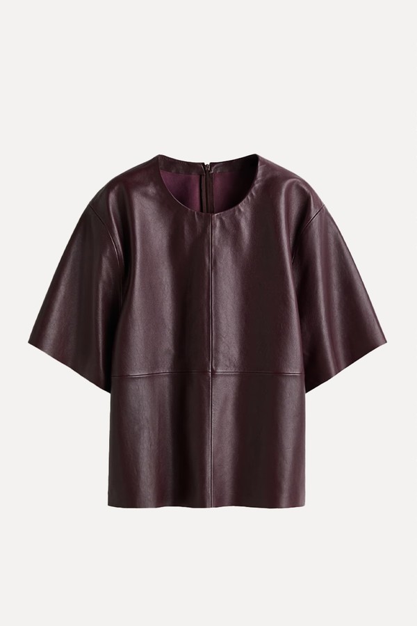Leather T-Shirt from Leather T-Shirt, £195.50 (Was £229.99) | H&M