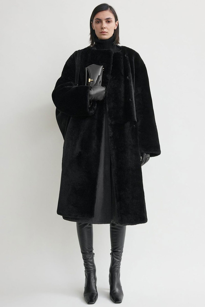 Collarless Shearling Coat from Toteme