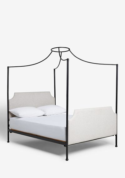 Isla Metal 4 Poster Bed Frame with Upholstered Headboard