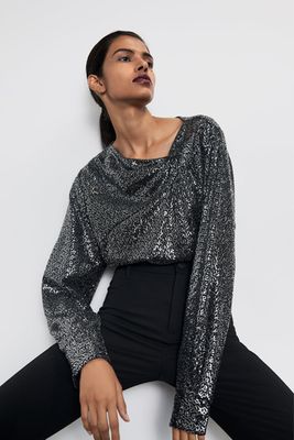 Sequin Top With Knot from Zara