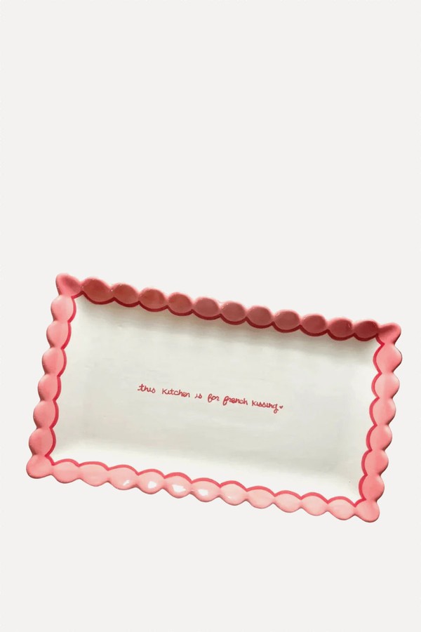 "This Kitchen Is for French Kissing” Scalloped Tray from Caitlin Rounds Antiques