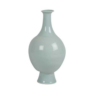 Celadon Footed Bulb Vase With Narrow Neck