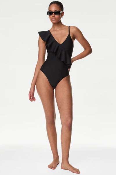 Neoprene Padded Frill Plunge Swimsuit from  M&S