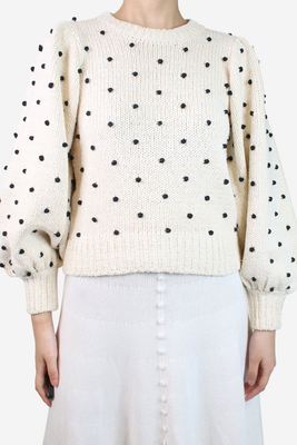 Beige Puff-Sleeve Jumper With Black Bobble from Ulla Johnson