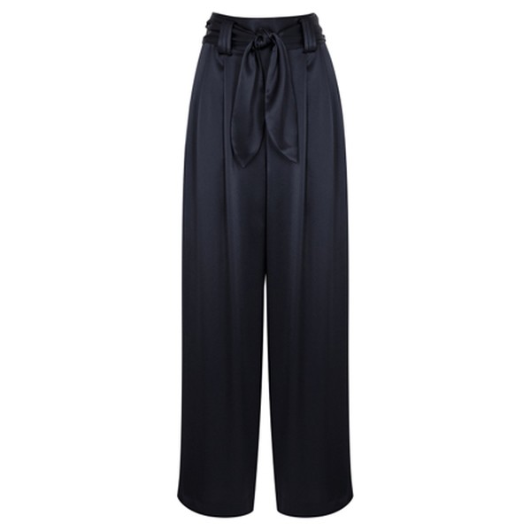 Navy Satin Wide-Leg Trousers from Tory Burch