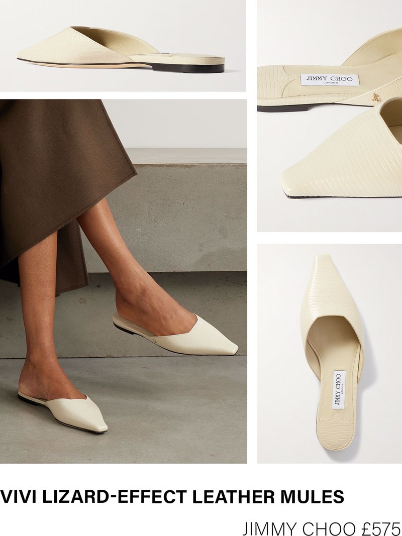 Vivi Lizard-Effect Leather Mules