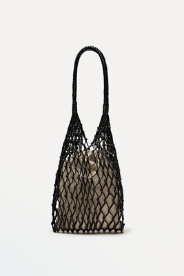 Nappa Leather Mesh Bag + Linen Pouch  from Massimo Dutti