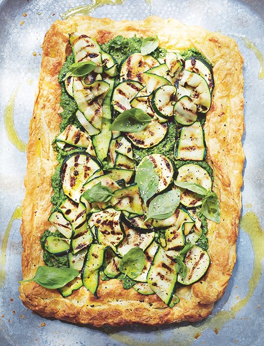 Charred Courgette & Pesto Tart
