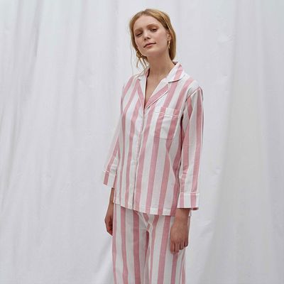 Powder Pink Stripe Pyjama Set from Honna London