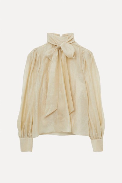 Organdie Woven Pussybow Blouse from Karen Millen