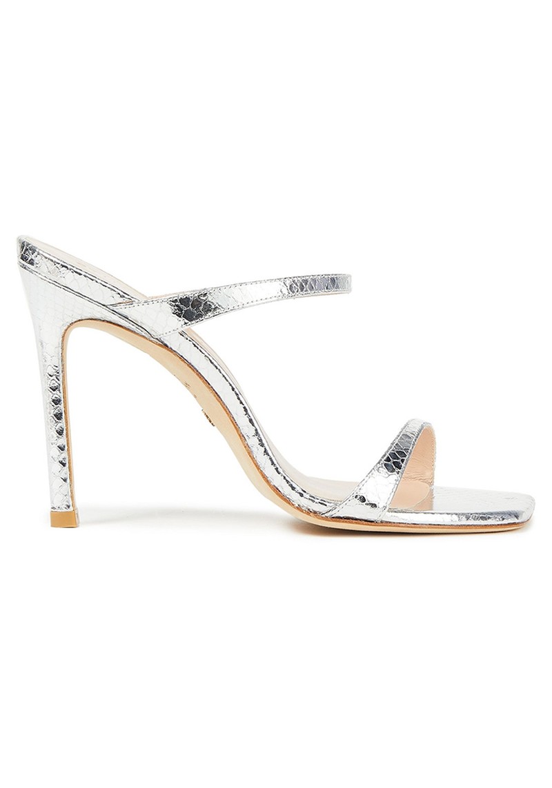 Snake-Effect Leather Mules