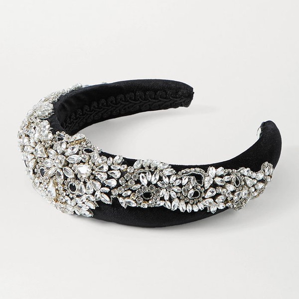 Oksanna Crystal-Embellished Velvet Headband from Jennifer Behr