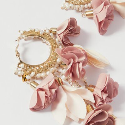 Sentiero Gold-Tone, Faux Pearl & Chiffon Earrings from Rosantica