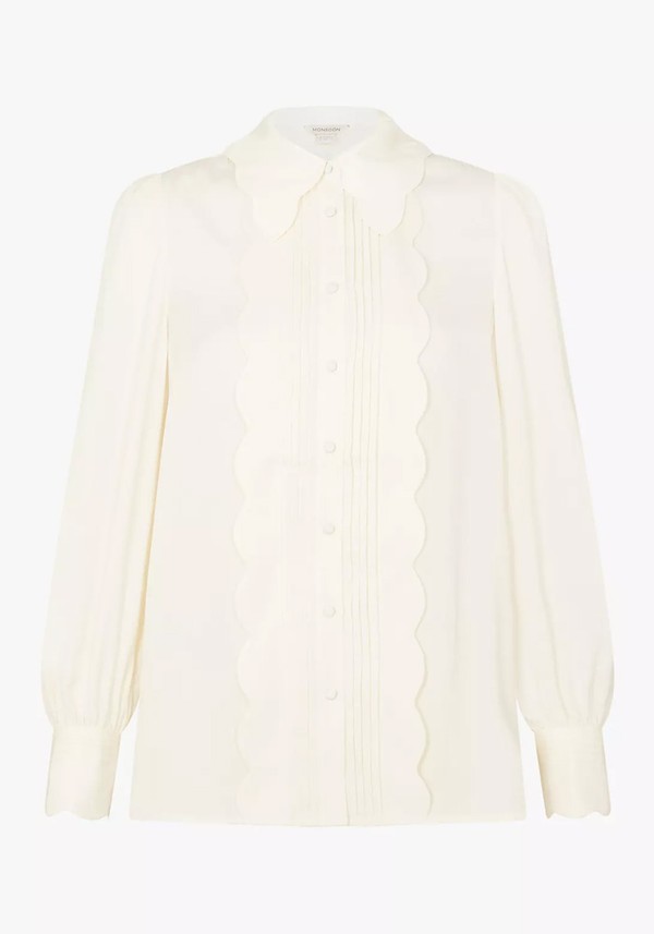 Anthea Scallop Satin Blouse from Monsoon