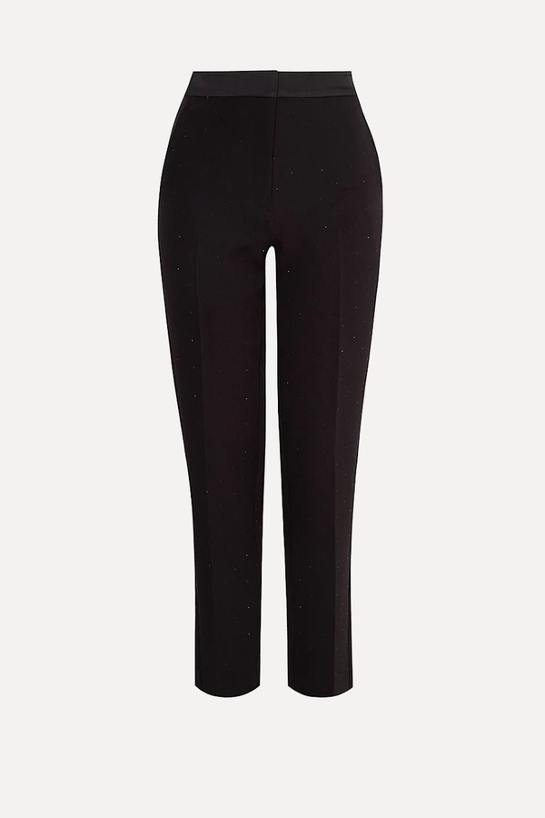 Rhinestone Embellished Straight Leg Trousers