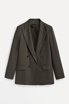 Mock Double-Breasted Suit Blazer from Massimo Dutti
