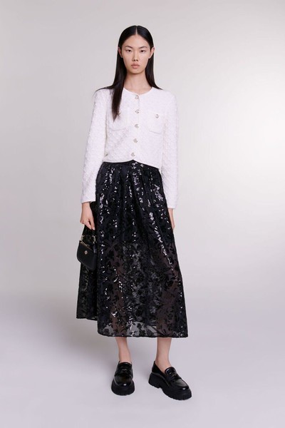 Sequinned Mesh Midi Skirt from Maje