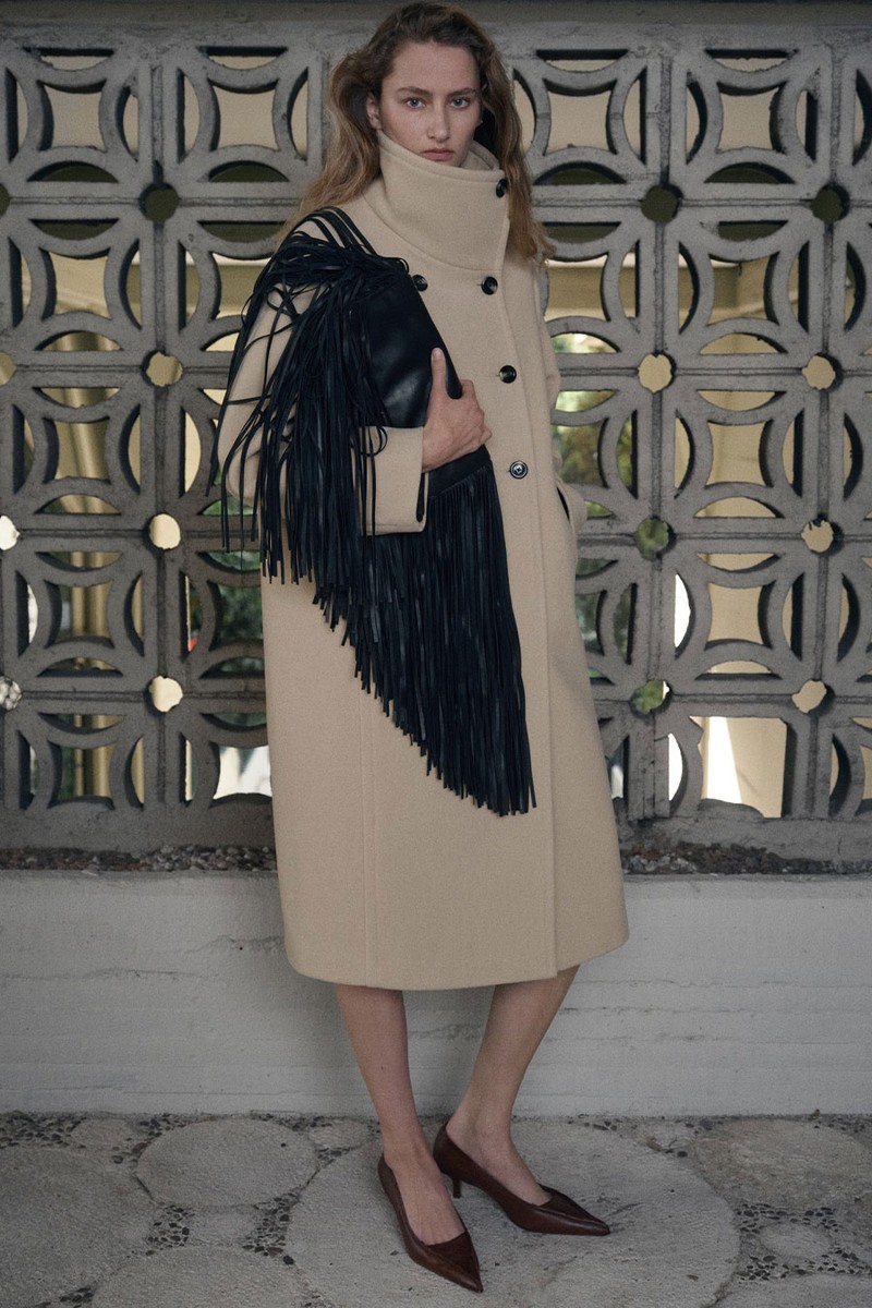 Wool-Blend Funnel-Neck Coat