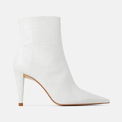 Snakeskin Print Leather Boots from Zara