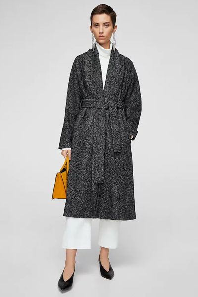 Herringbone Flecked Coat from Mango