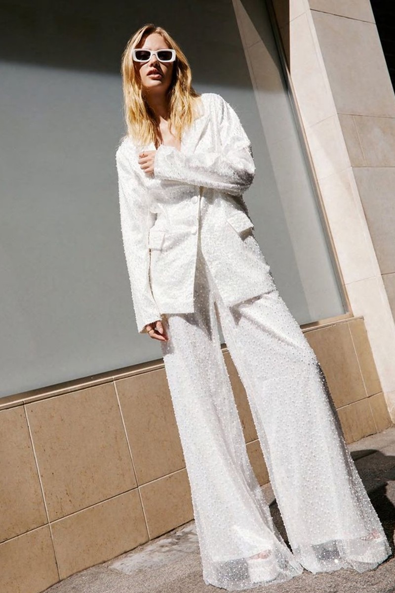 Hand Beaded Tailored Longline Blazer
