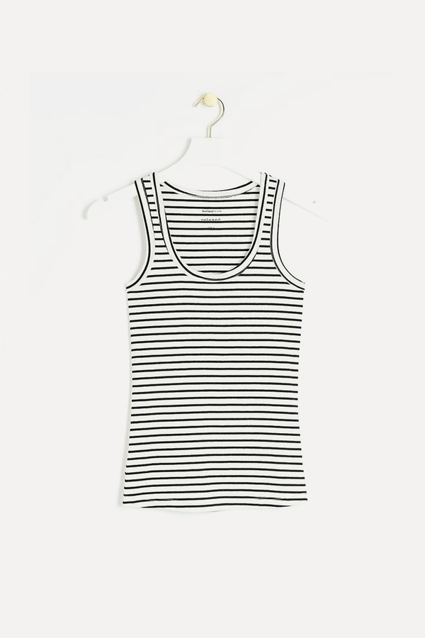 Ribbed Stripe Scoop Neck Vest Top  from River Island