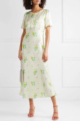 Florence Floral-Print Silk-Satin Midi Dress from Bernadette