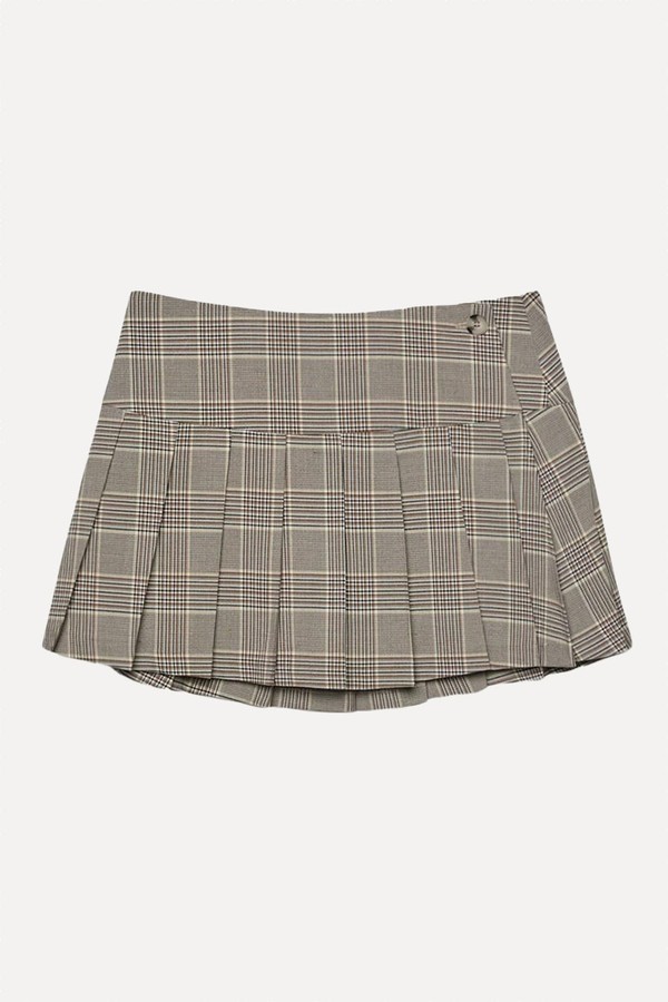 Check Box Pleat Mini Skort from Stradivarius