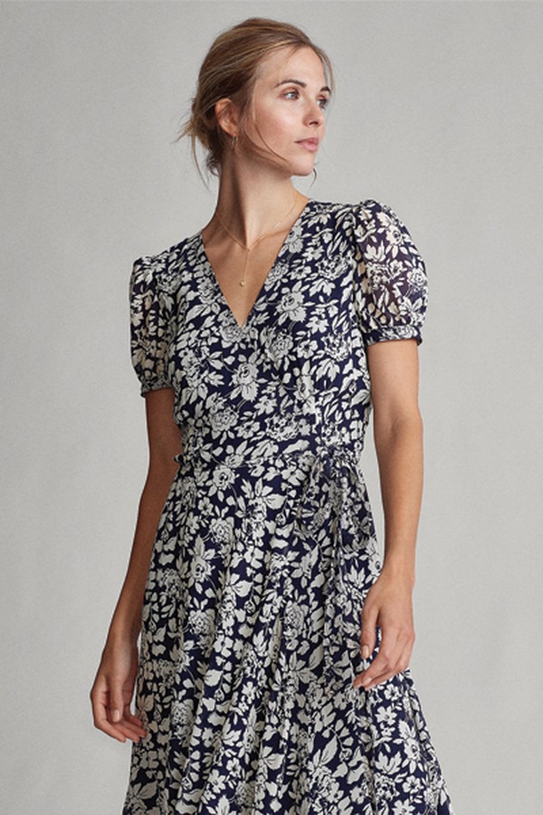 Floral Crepe Wrap Dress