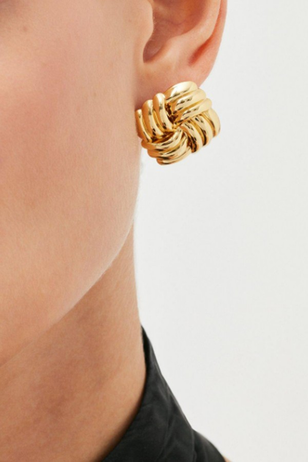 Gold Plated Quilted Stud Earrings