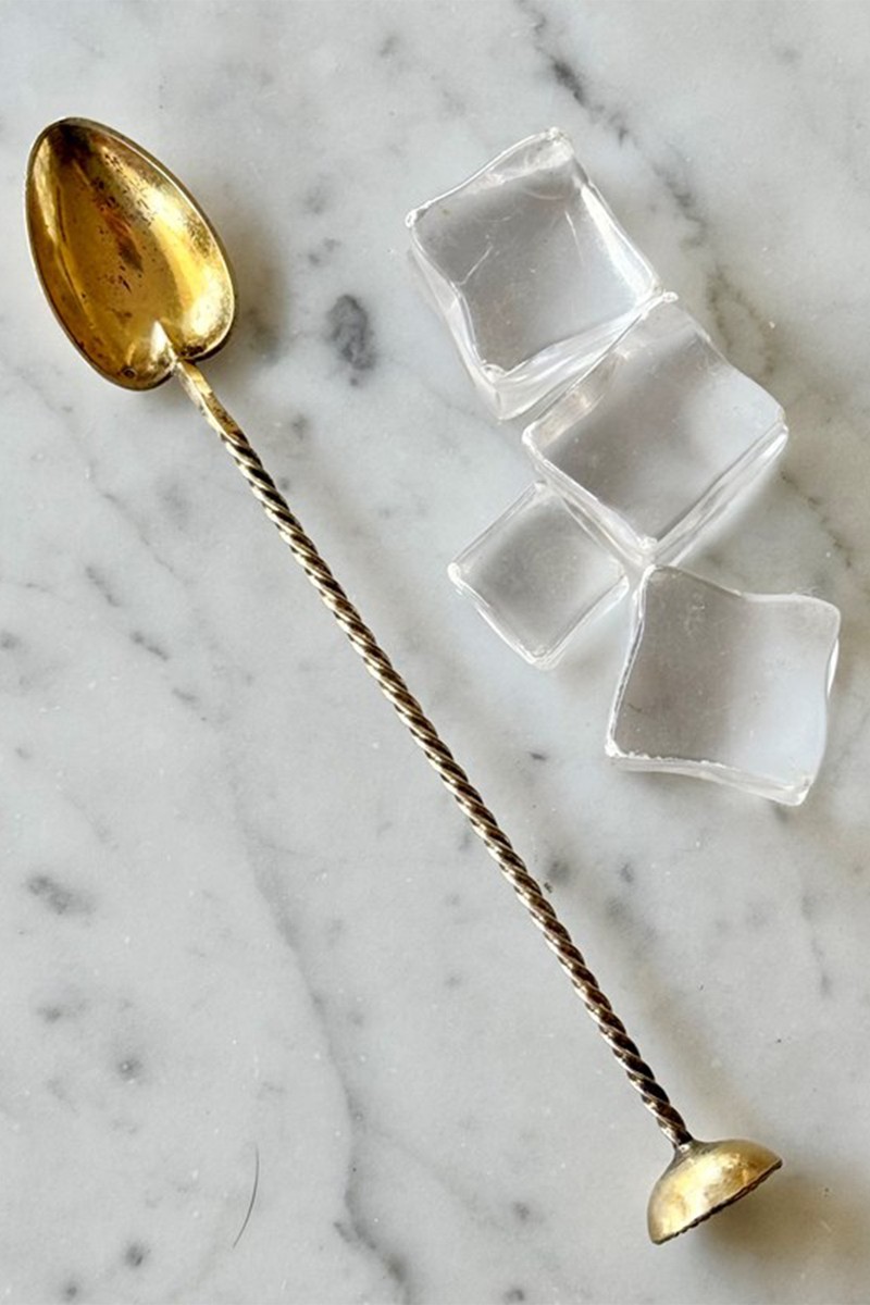 Gold Plated Heart Shaped Bar Muddling Spoon from The Vintage Entertainer