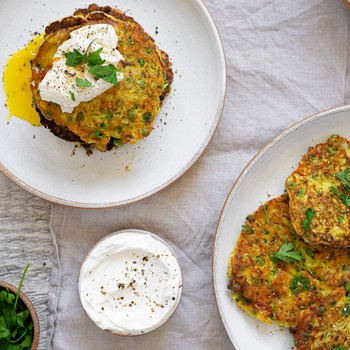 Courgette, Pea & Feta Fritters