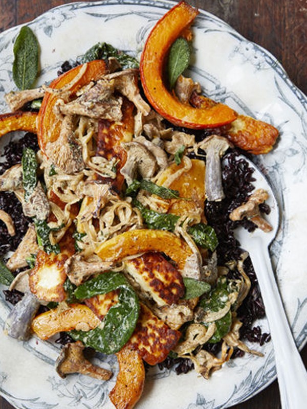 Mushroom, Squash & Halloumi Stroganoff
