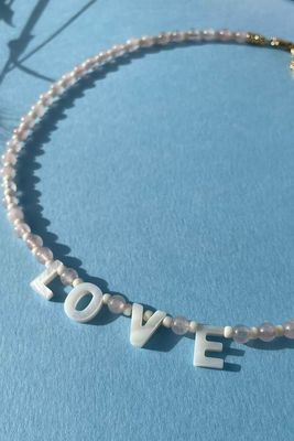 Mother Of Pearl Personalised Beaded Name Necklace