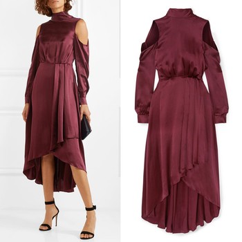 Cold Shoulder Asymmetric Silk Midi Dress from Diane Von Furstenberg