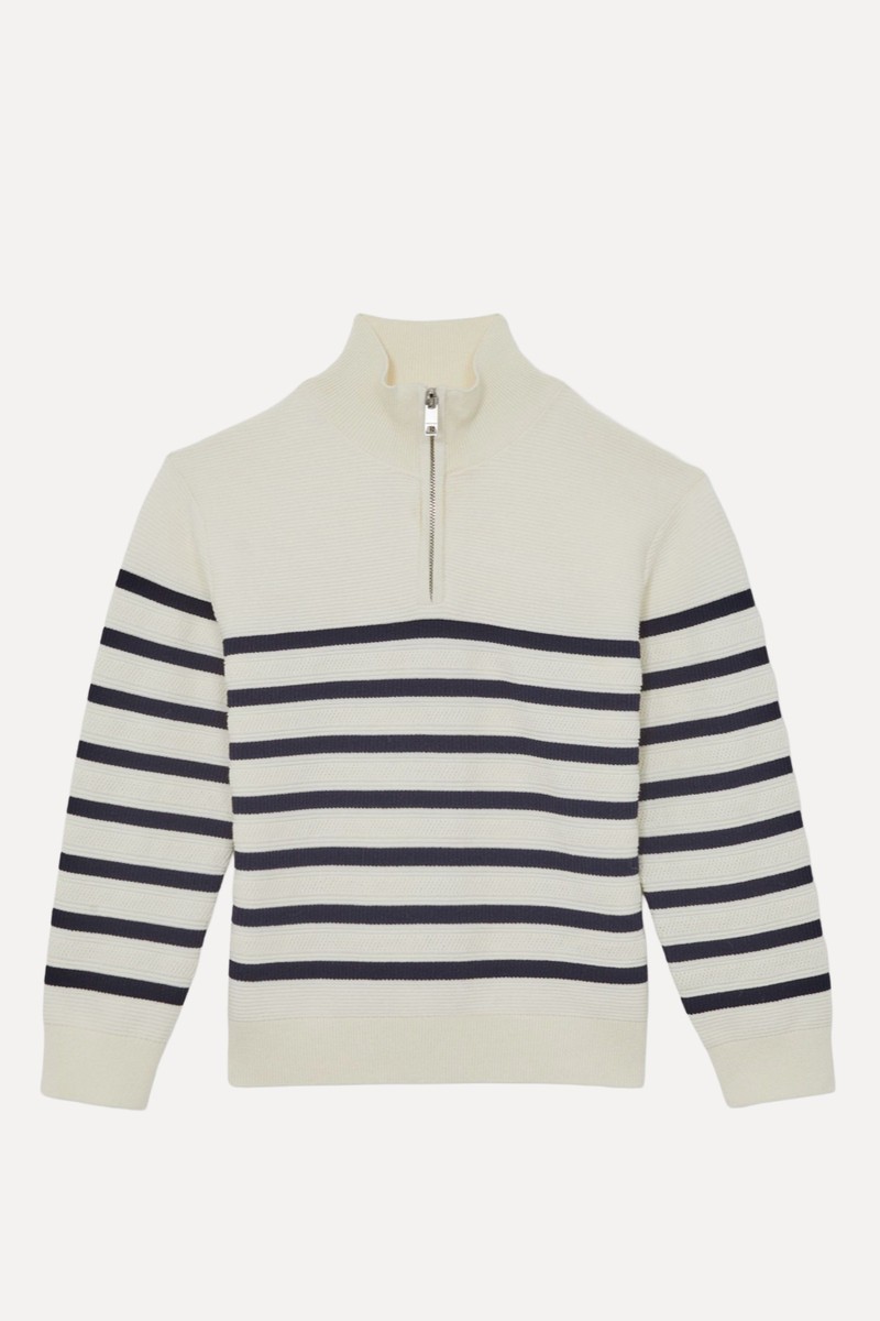 Graham Cotton-Blend Stripe Half-Zip Jumper from Reiss