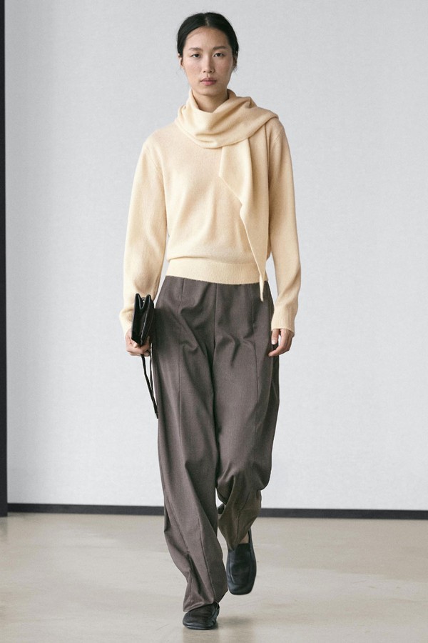 Knit Sweater With Scarf Detail from Massimo Dutti