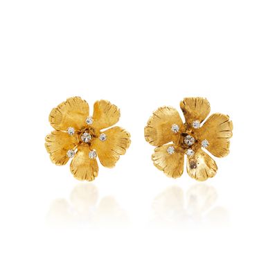 Gold And Crystal Flower Earrings from Jennifer Behr
