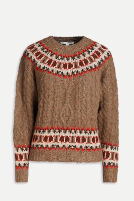 Fair Isle Cable-Knit Cashmere Sweater from Autumn Cashmere