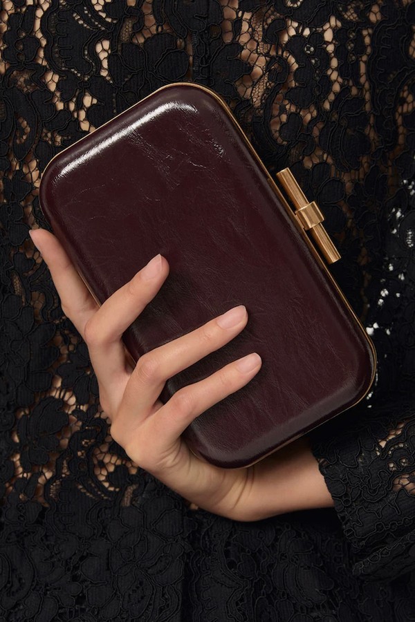 Junie Patent Box Clutch Bag from Reiss